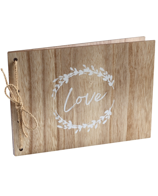 Libro Firmas Love 30 X 22cm Madera Y Yute, 40Pag Papel ***OFERTA DTO NO ACUMULABLE