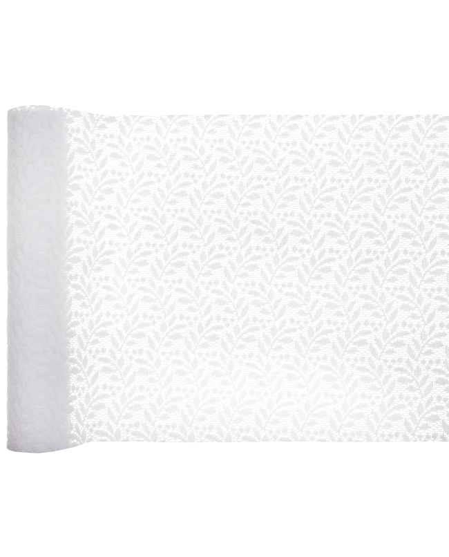 Camino Mesa Encaje Hojas Blanco 26cm x 3m Poliester ***OFERTA DTO NO ACUMULABLE