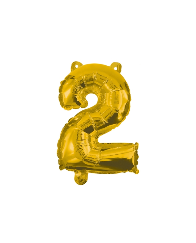 Globo Mini Auto-Inflable Numero: 2 Oro