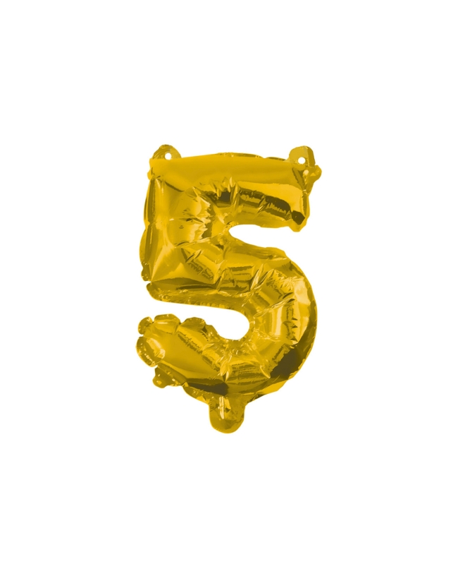 Globo Mini Auto-Inflable Numero: 5 Oro