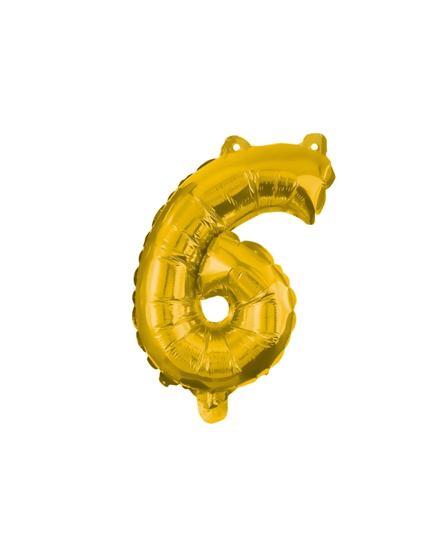 Globo Mini Auto-Inflable Numero: 6 Oro