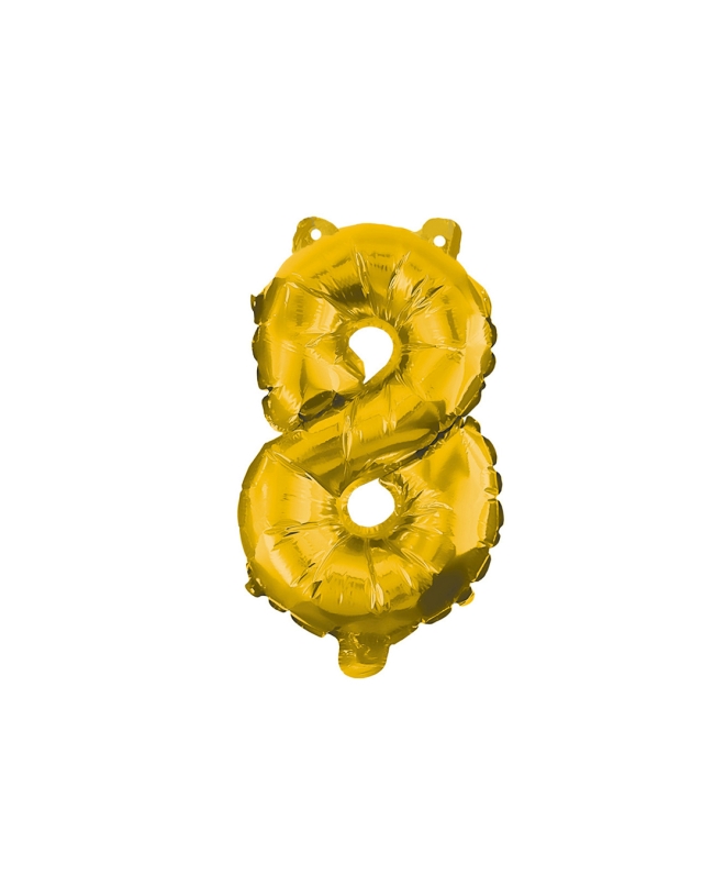Globo Mini Auto-Inflable Numero: 8 Oro