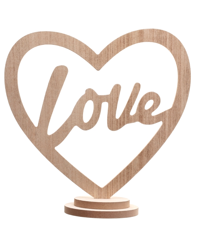 Centro Mesa Corazon Love 24 X 10 X 25cm Madera ***OFERTA DTO NO ACUMULABLE
