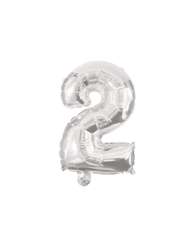 Globo Mini Auto-Inflable Numero: 2 Plata