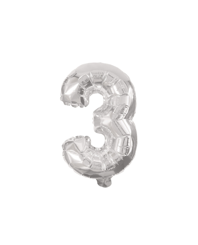 Globo Mini Auto-Inflable Numero: 3 Plata