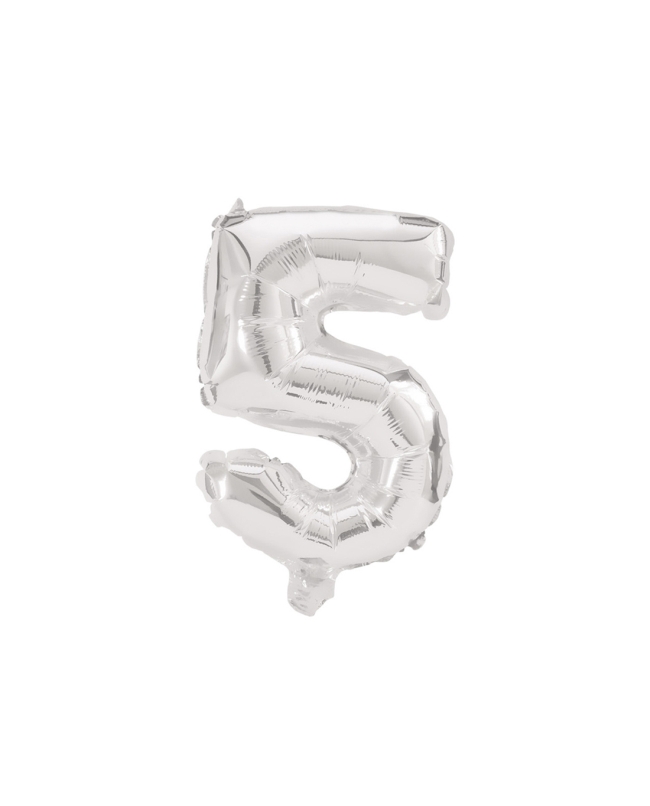 Globo Mini Auto-Inflable Numero: 5 Plata