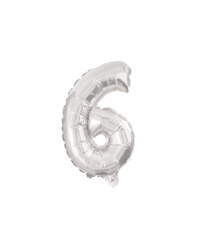 Globo Mini Auto-Inflable Numero: 6 Plata