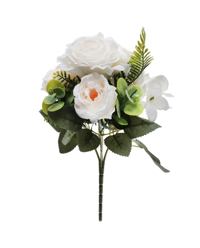 Ramo Flores Blanco 23 X 31cm Poliester Y Plastico ***OFERTA DTO NO ACUMULABLE