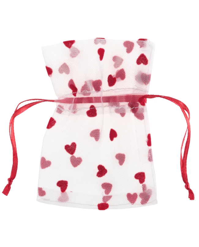 Bolsas Corazones Rojo 7.5 X 10cm Tul Poliester Y Saten ***OFERTA DTO NO ACUMULABLE