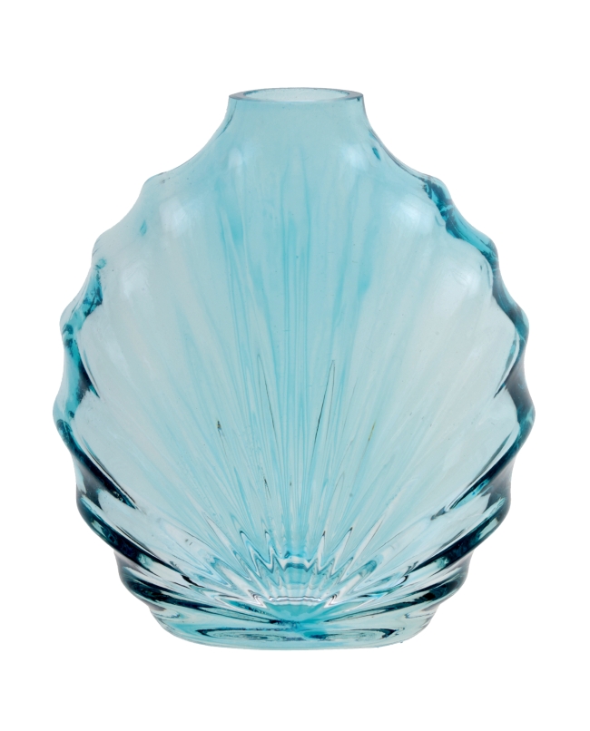 Jarron Concha Azul 8.5 X 9.5cm Vidrio ***OFERTA DTO NO ACUMULABLE