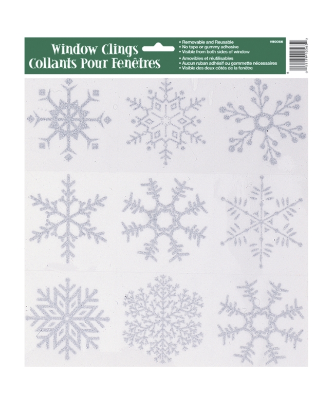 Deco Pegatinas Ventana Copos Nieve Destellos Plata