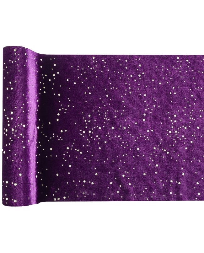 Camino Mesa Bubujas Morado 26cm Terciopelo Poliester ***OFERTA DTO NO ACUMULABLE