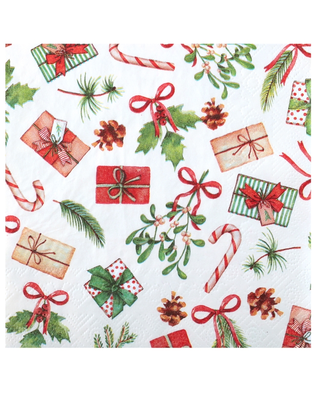 Servilleta Ramo Navidad 33X33cm Papel 3C. ***OFERTA DTO NO ACUMULABLE