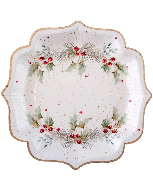 Plato Acebo Estrellado 21X21cm Carton ***OFERTA DTO NO ACUMULABLE
