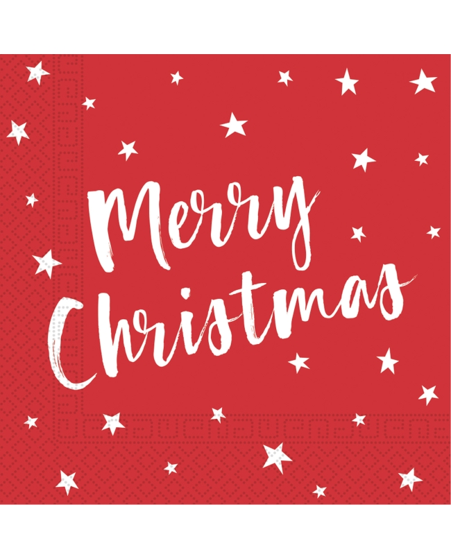 Servilletas 33X33cm Merry Xmas Estrellas 3Pli