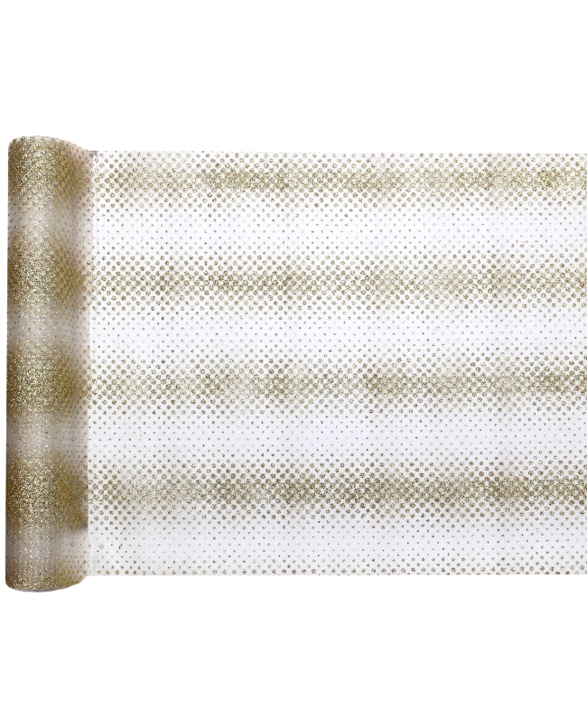 Camino Mesa Rayas Oro Brillo 28cm Poliester Organza ***OFERTA DTO NO ACUMULABLE