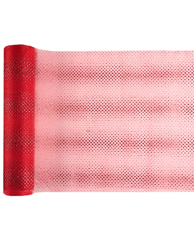 Camino Mesa Rayas Purpurina Rojo 28cm Poliester Organdi 5m***OFERTA DTO NO ACUMULABLE