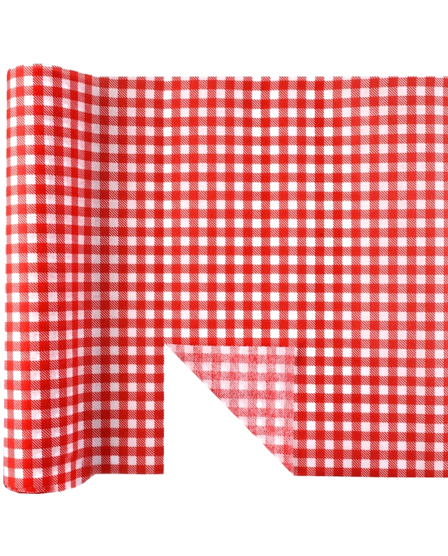 Camino Mesa Vichy Rojo 40cm Precrtdo Tela No Tej. Polipropileno 4,8m