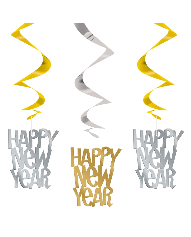 Deco Colgante Espiral H. New Year Oro Y Plata Foil 66cm