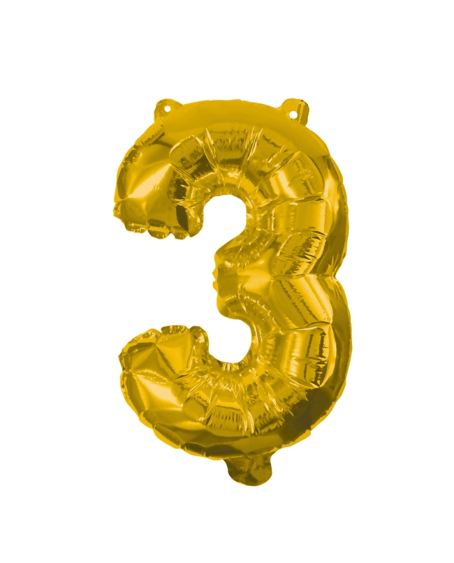 Globo Forma Numero 3 Oro 85cm