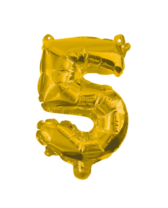 Globo Forma Numero 5 Oro 85cm