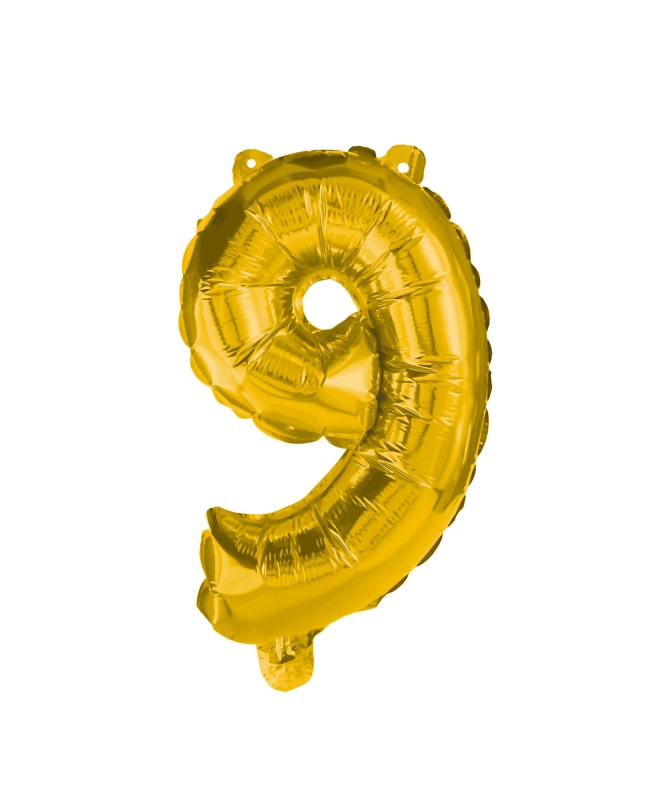 Globo Forma Numero 9 Oro 85cm