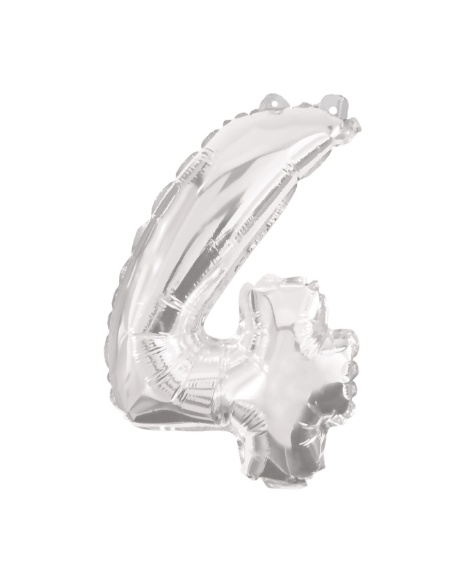Globo Forma Numero 4 Plata 85cm