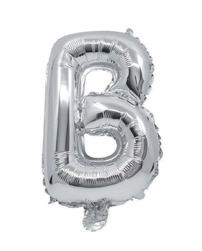 Globo Mini Auto-Inflable Letra: B Plata 32cm ***OFERTA DTO NO ACUMULABLE