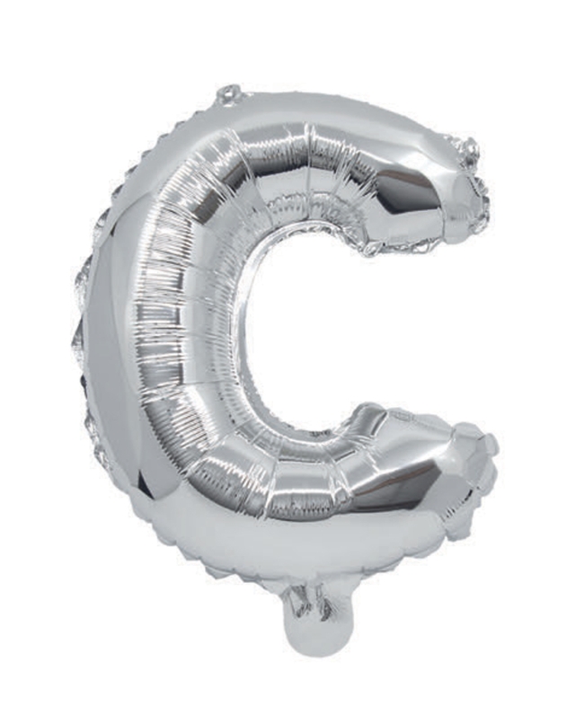 Globo Mini Auto-Inflable Letra: C Plata 32cm ***OFERTA DTO NO ACUMULABLE