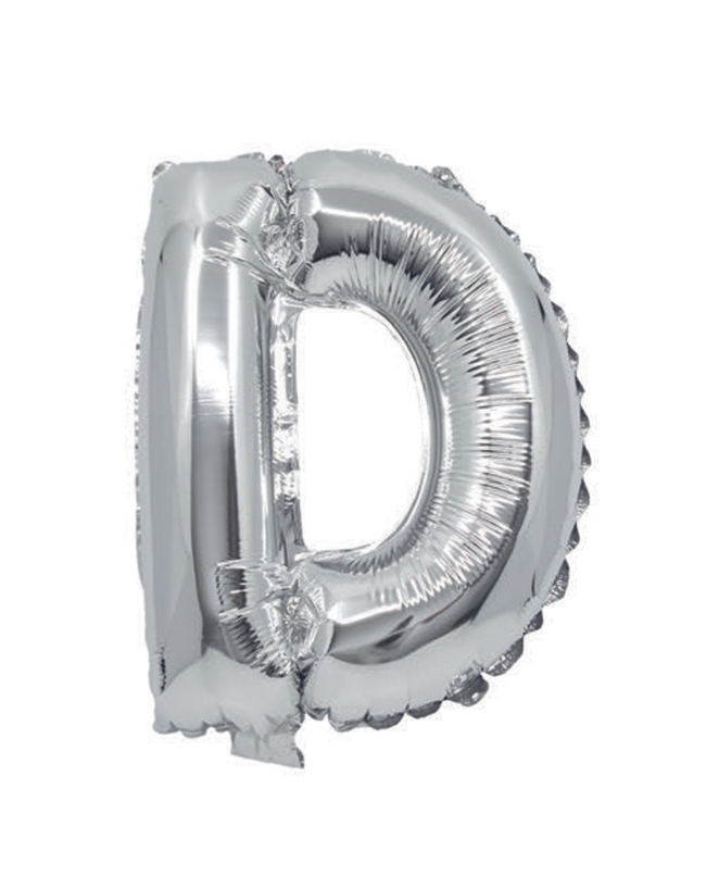 Globo Mini Auto-Inflable Letra: D Plata 32cm ***OFERTA DTO NO ACUMULABLE