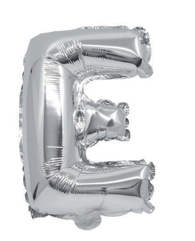 Globo Mini Auto-Inflable Letra: E Plata 32cm ***OFERTA DTO NO ACUMULABLE