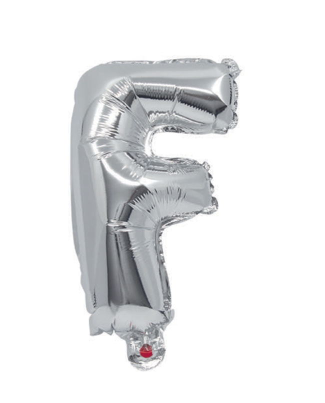 Globo Mini Auto-Inflable Letra: F Plata 32cm ***OFERTA DTO NO ACUMULABLE