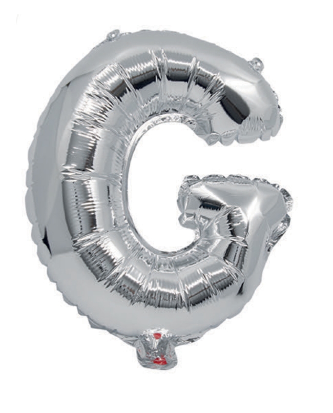 Globo Mini Auto-Inflable Letra: G Plata 32cm ***OFERTA DTO NO ACUMULABLE