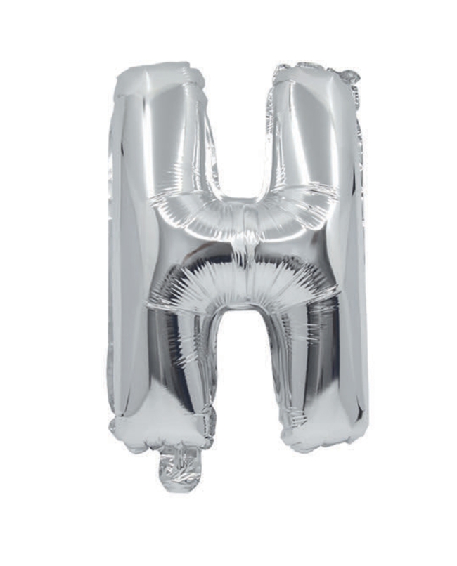 Globo Mini Auto-Inflable Letra: H Plata 32cm ***OFERTA DTO NO ACUMULABLE