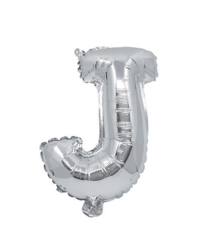 Globo Mini Auto-Inflable Letra: J Plata 32cm ***OFERTA DTO NO ACUMULABLE