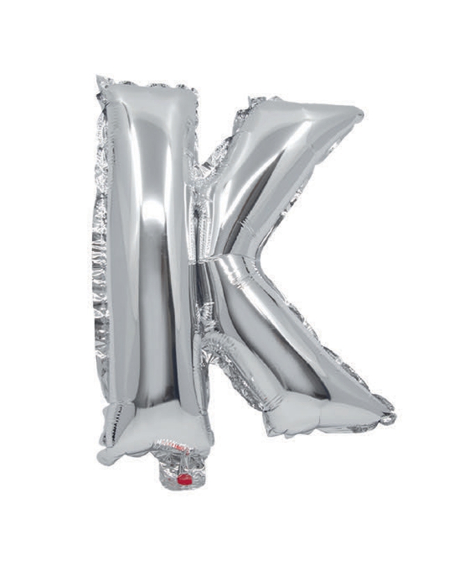 Globo Mini Auto-Inflable Letra: K Plata 32cm ***OFERTA DTO NO ACUMULABLE