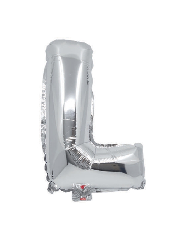 Globo Mini Auto-Inflable Letra: L Plata 32cm ***OFERTA DTO NO ACUMULABLE