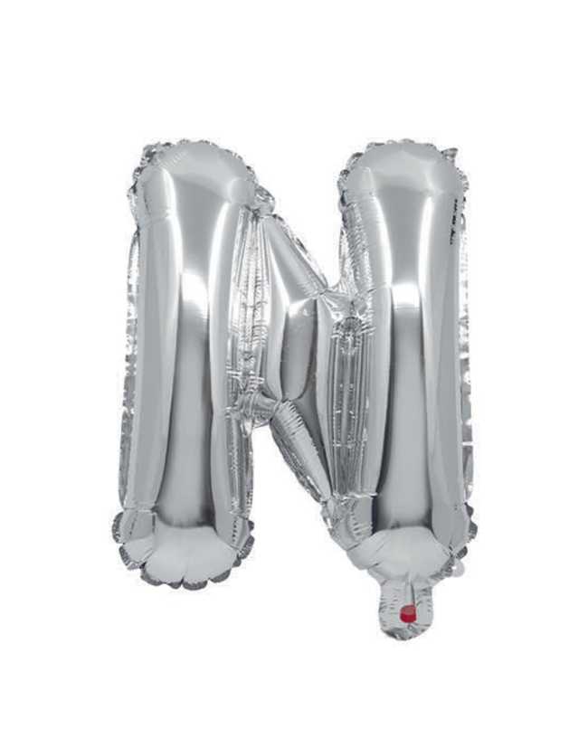 Globo Mini Auto-Inflable Letra: N Plata 32cm ***OFERTA DTO NO ACUMULABLE