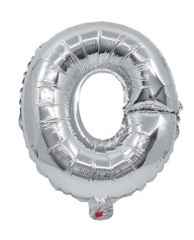 Globo Mini Auto-Inflable Letra: O Plata 32cm ***OFERTA DTO NO ACUMULABLE