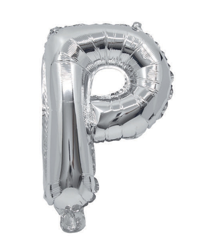 Globo Mini Auto-Inflable Letra: P Plata 32cm ***OFERTA DTO NO ACUMULABLE