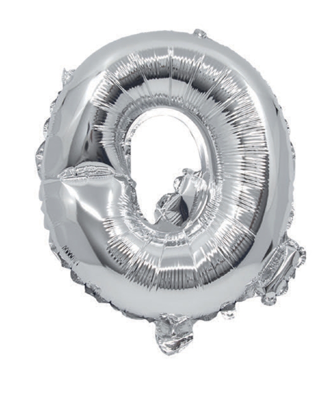 Globo Mini Auto-Inflable Letra: Q Plata 32cm ***OFERTA DTO NO ACUMULABLE