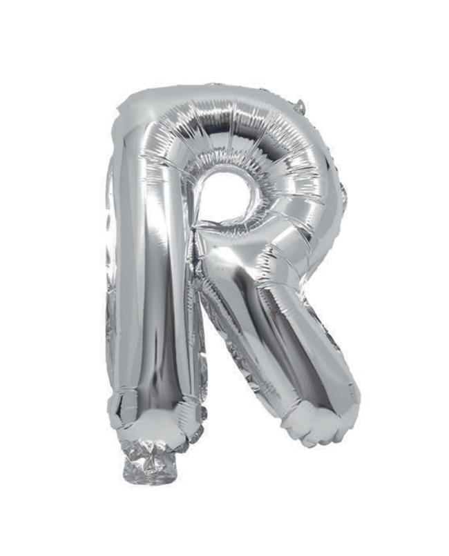 Globo Mini Auto-Inflable Letra: R Plata 32cm ***OFERTA DTO NO ACUMULABLE