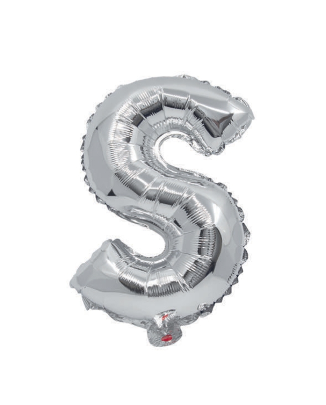 Globo Mini Auto-Inflable Letra: S Plata 32cm ***OFERTA DTO NO ACUMULABLE