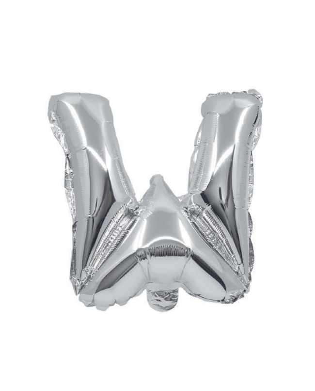 Globo Mini Auto-Inflable Letra: W Plata 32cm ***OFERTA DTO NO ACUMULABLE