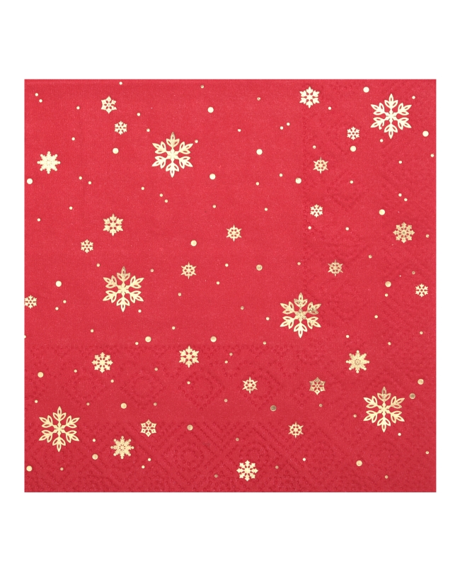 Servilleta Copos Oro Roja 25X25cm Papel 3C. ***OFERTA DTO NO ACUMULABLE