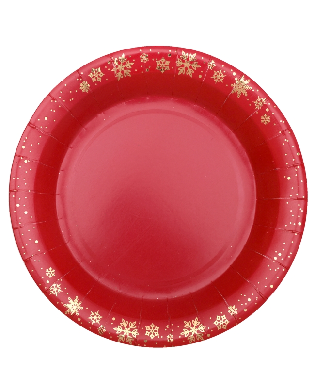 Plato Copos Oro Rojo 22.5cm Carton ***OFERTA DTO NO ACUMULABLE