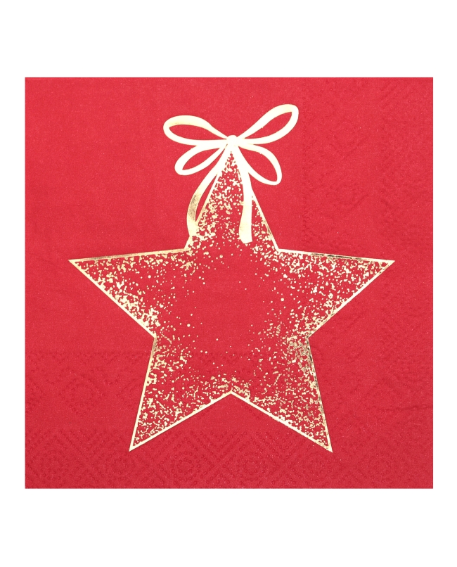 Servilleta Adorno Brillo Roja 25X25cm Papel 3C. ***OFERTA DTO NO ACUMULABLE