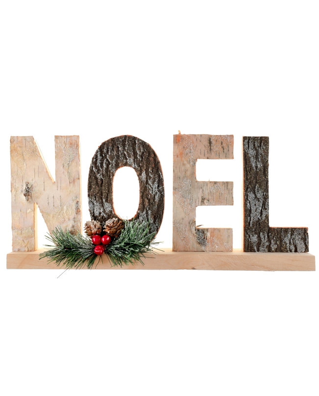 Letras Noel Corteza 29.5X5X17cm Madera ***OFERTA DTO NO ACUMULABLE