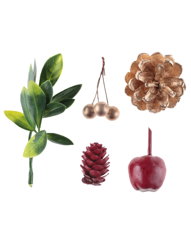 Surtido Piñas Y Frutos Pino 2X3 & 5cm Madera Y Plast. ***OFERTA DTO NO ACUMULABLE