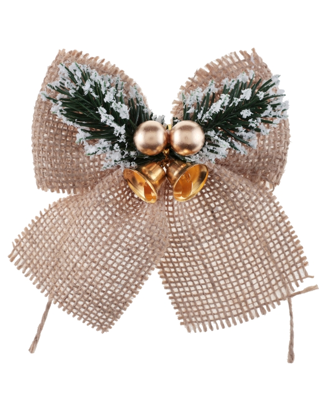 Lazo Campana Oro 12X12X3.5cm Yute Y Plast. ***OFERTA DTO NO ACUMULABLE
